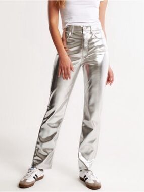 Abercrombie Silver Vegan Leather Pants